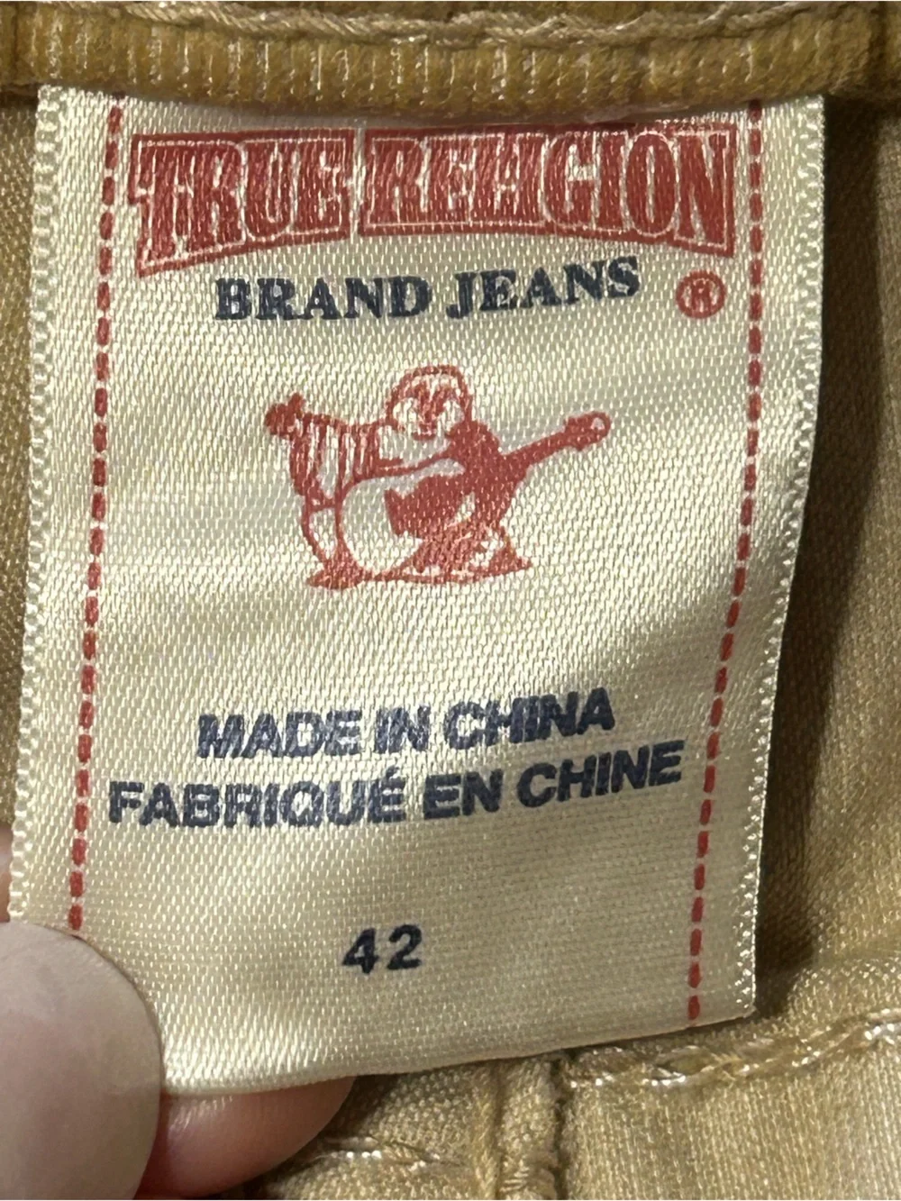 True Religion Geno Relaxed Slim Straight Corduroy Pants Tan 42